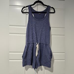 Aerie Soft Knit Romper – Size Small – Blue Lounge One-Piece with Drawstring